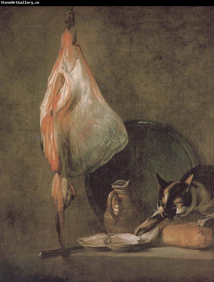 Jean Baptiste Simeon Chardin Cat skate oyster water and bread